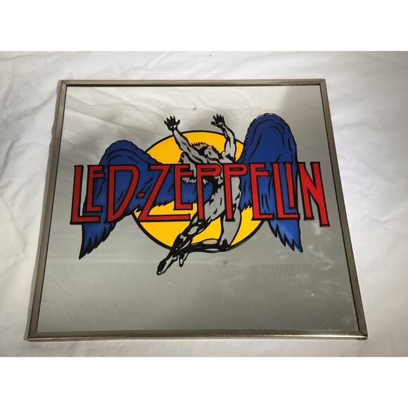 Vintage 1980s Led Zeppelin Swan Song Icarus Fair Carnival Prize Mirror 12” X 12” - Picture 4 of 5